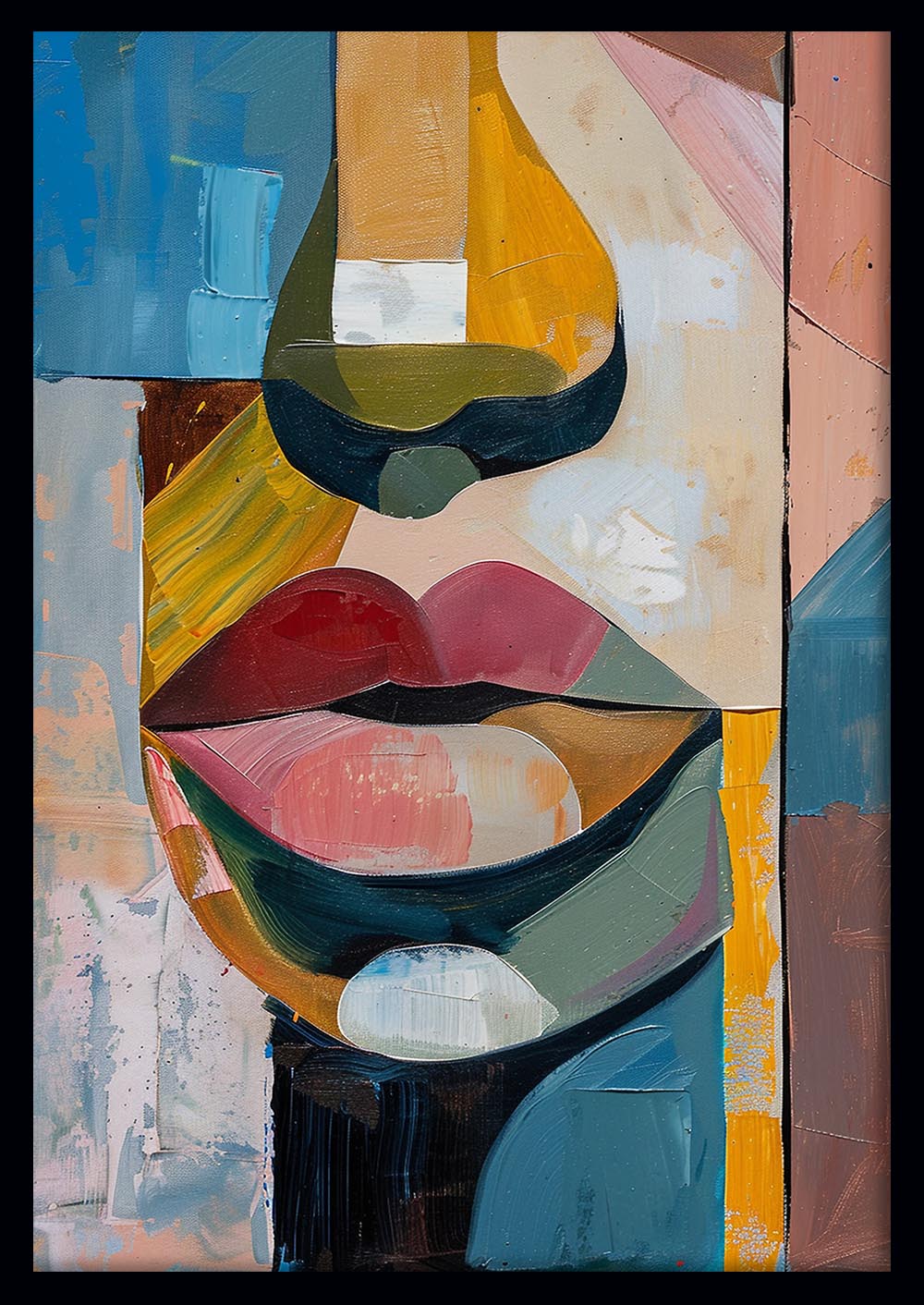 Abstract Face Canvas Art – Colorful Modern Cubist Wall Decor – T930 – AiPrintLab