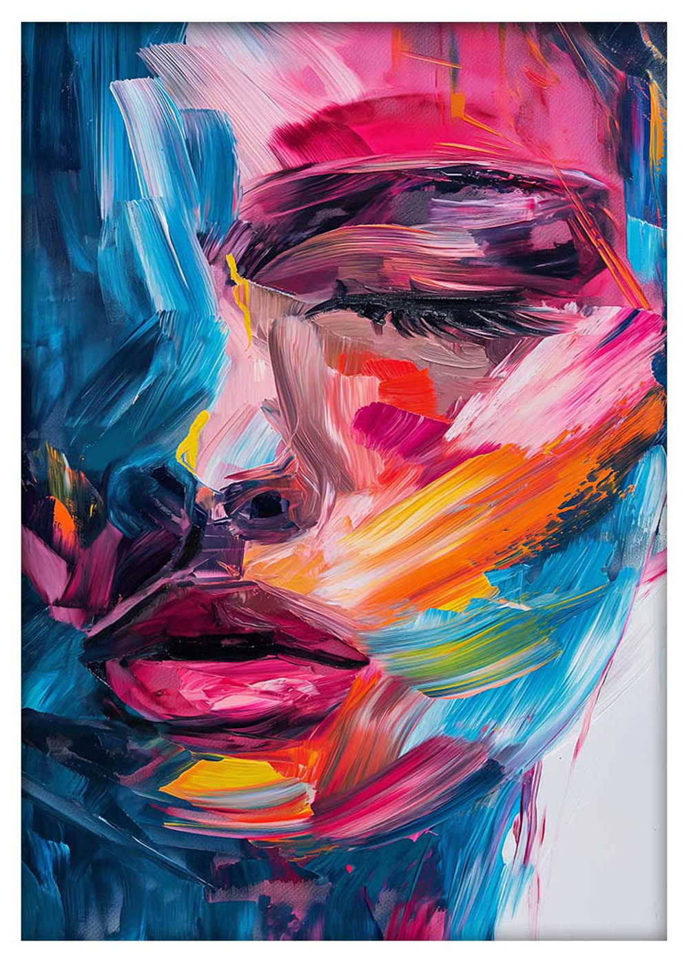 Abstract Female Portrait – Bold Brushstroke Expressionist Canvas Wall Art – T953 – AiPrintLab