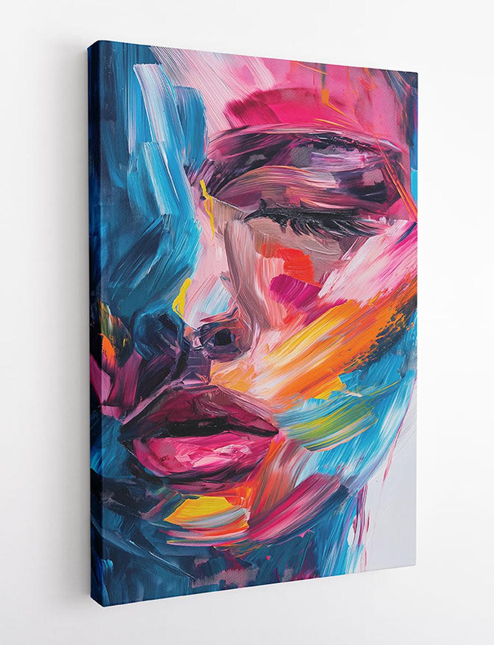 Abstract Female Portrait – Bold Brushstroke Expressionist Canvas Wall Art – T953 – AiPrintLab