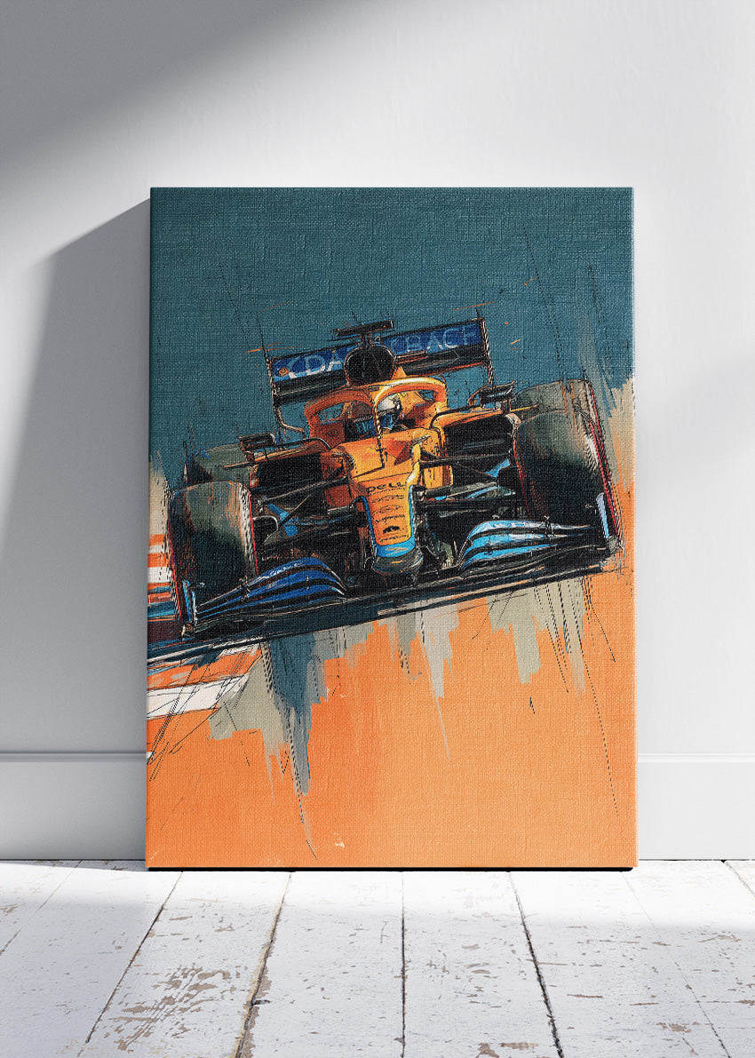 Abstract Formula 1 Orange Racing Car Poster Canvas & Print – AI PRINT LAB