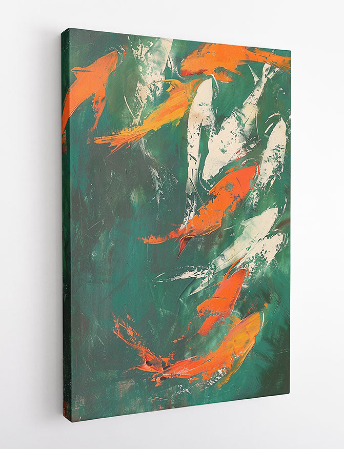Abstract Koi Fish Art – Vibrant Zen-Inspired Canvas & Poster Print – T1095 – AiPrintLab
