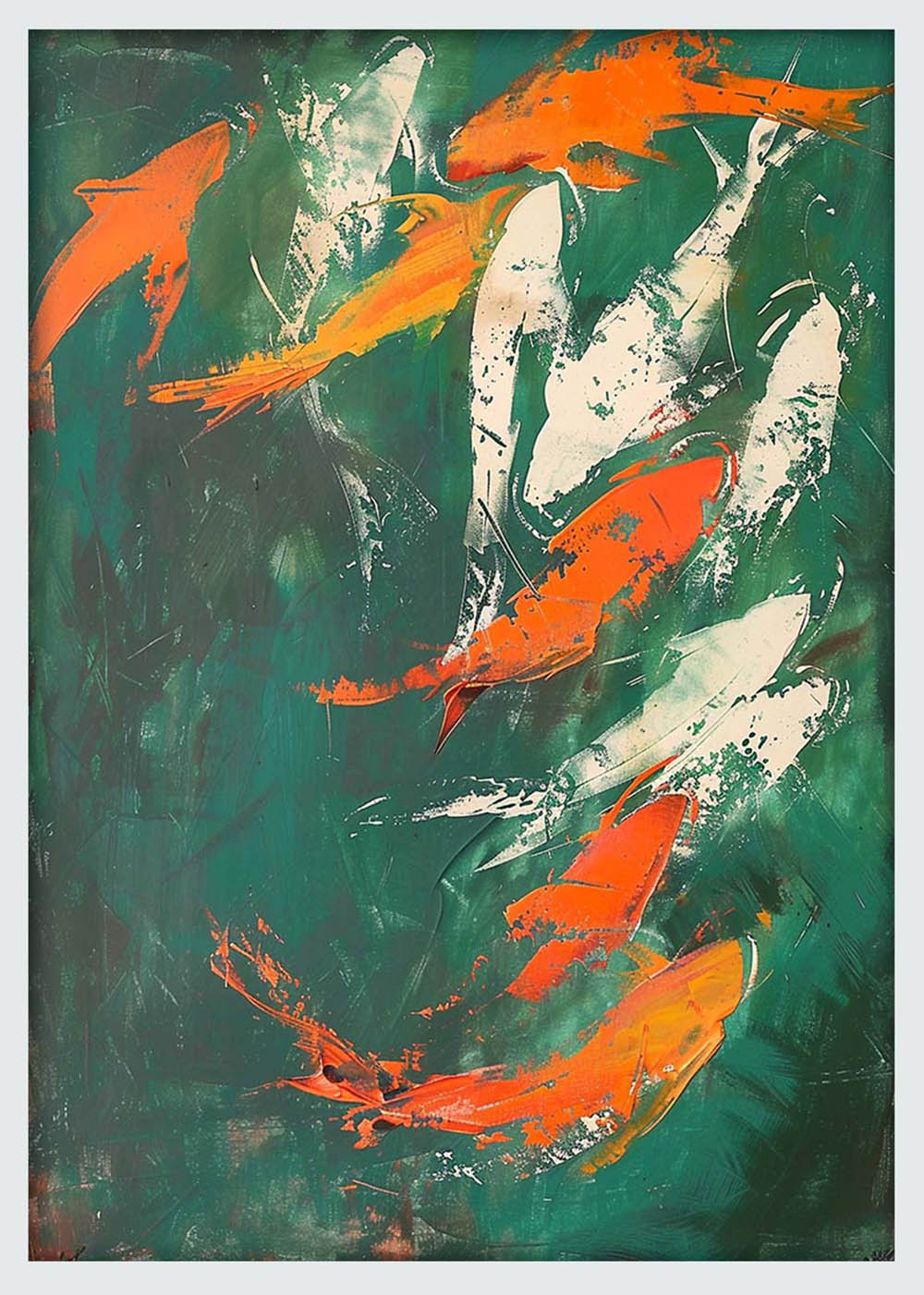 Abstract Koi Fish Art – Vibrant Zen-Inspired Canvas & Poster Print – T1095 – AiPrintLab