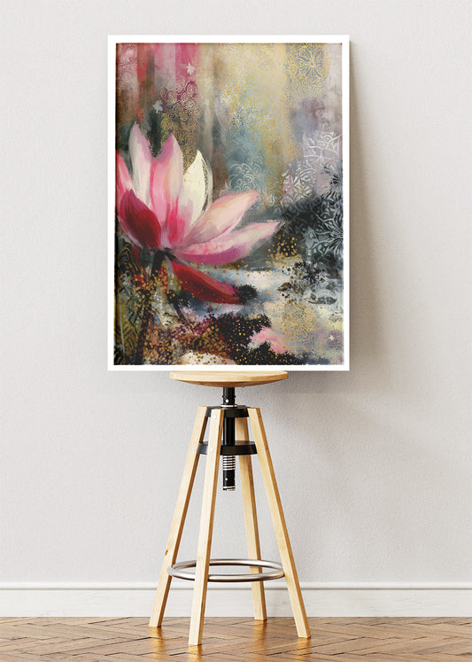 Abstract Lotus Flower Gold Texture Canvas & Poster Print – AI PRINT LAB