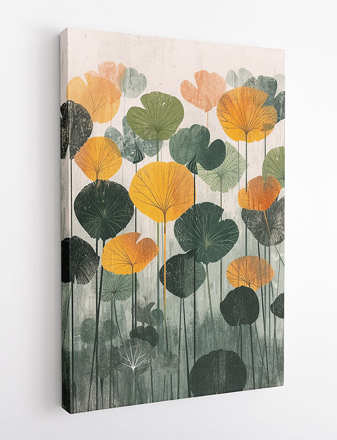 Abstract Lotus Leaves – Minimalist Nature Canvas & Poster Art Print – T1096 – AiPrintLab