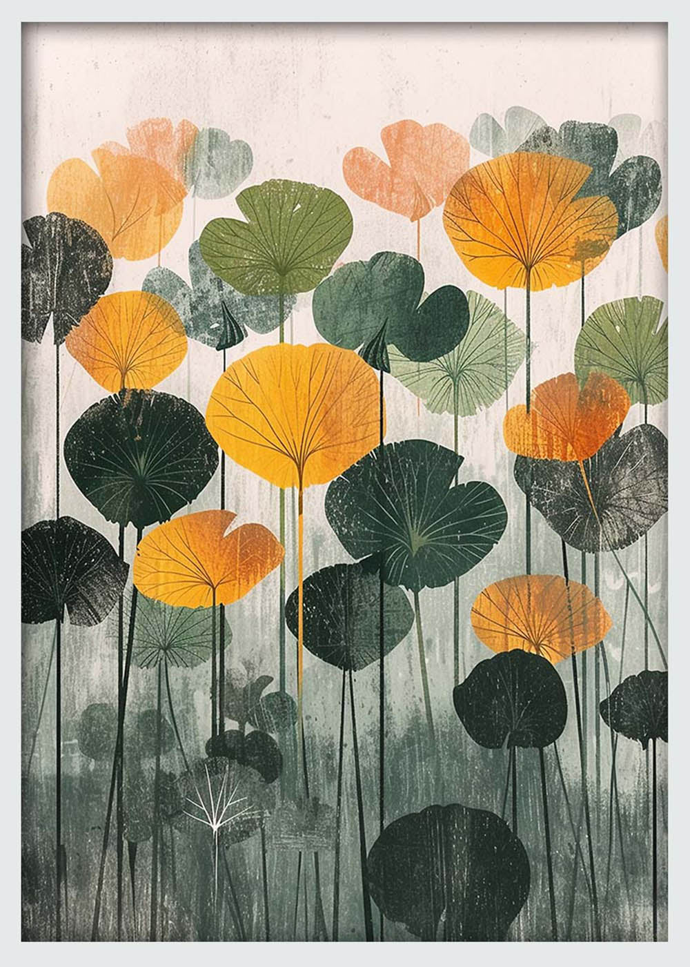 Abstract Lotus Leaves – Minimalist Nature Canvas & Poster Art Print – T1096 – AiPrintLab