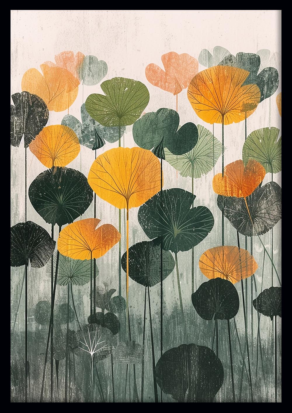 Abstract Lotus Leaves – Minimalist Nature Canvas & Poster Art Print – T1096 – AiPrintLab