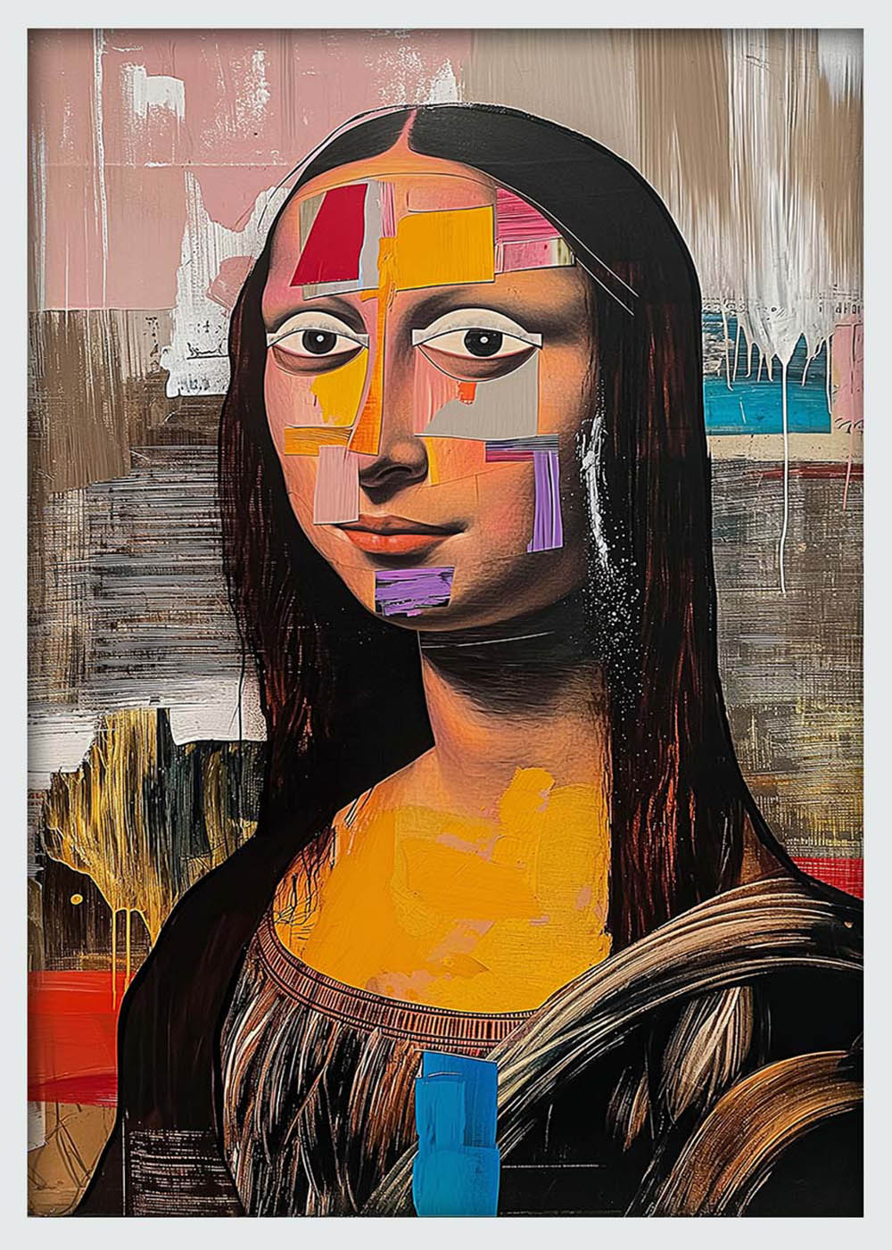Abstract Mona Lisa Remix – Contemporary Portrait Canvas & Poster Wall Art – T1105 – AiPrintLab