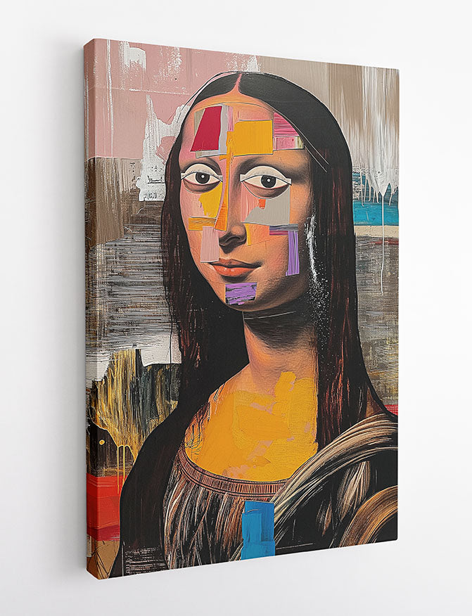 Abstract Mona Lisa Remix – Contemporary Portrait Canvas & Poster Wall Art – T1105 – AiPrintLab