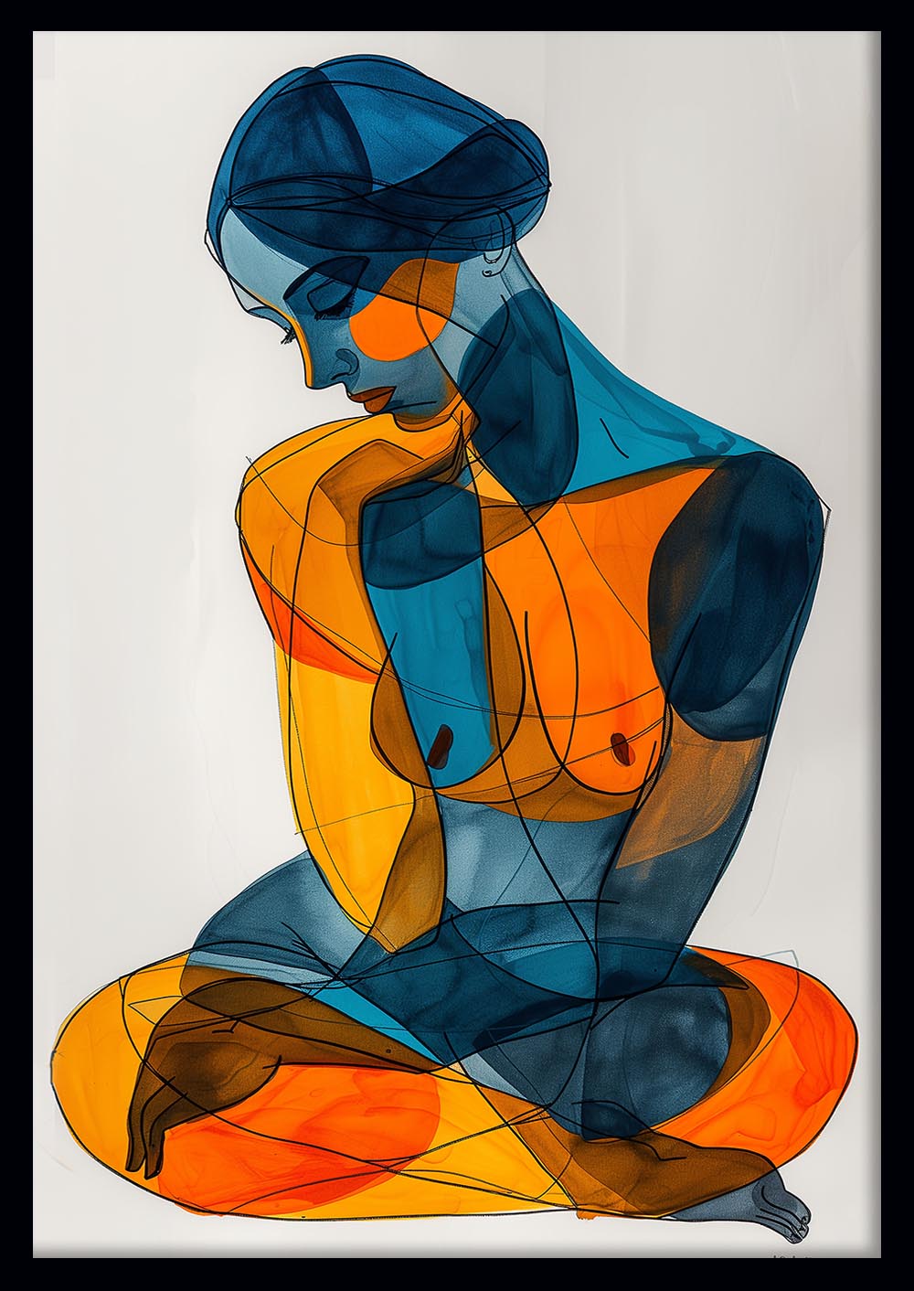 Abstract Nude Woman – Geometric Figurative Canvas & Poster Wall Art – T1264 – AiPrintLab