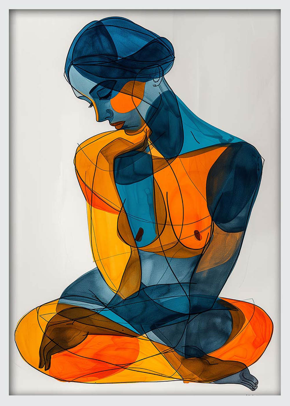 Abstract Nude Woman – Geometric Figurative Canvas & Poster Wall Art – T1264 – AiPrintLab