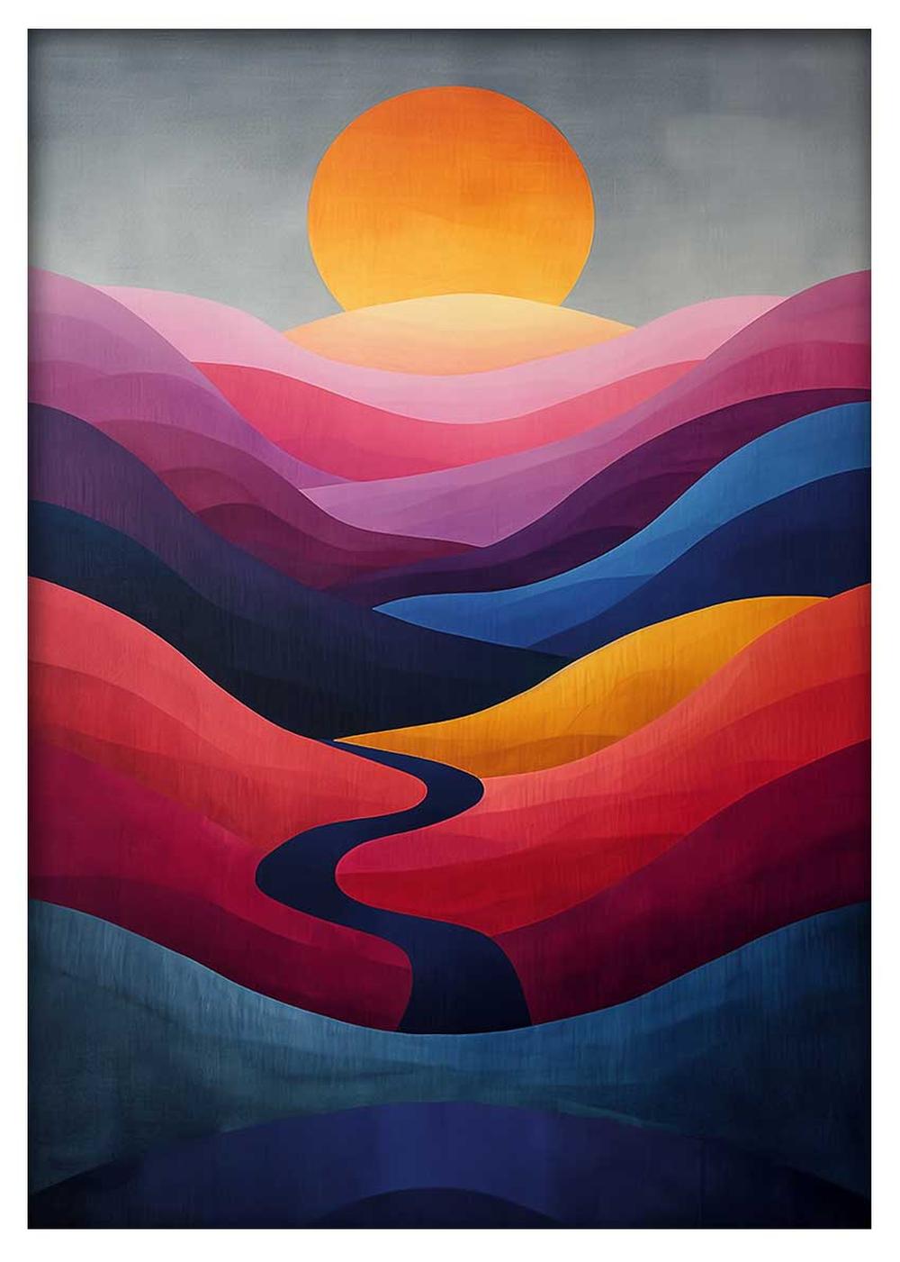 Abstract Sunset & Colorful Horizon Canvas Print & Poster – T601 – AiPrintLab