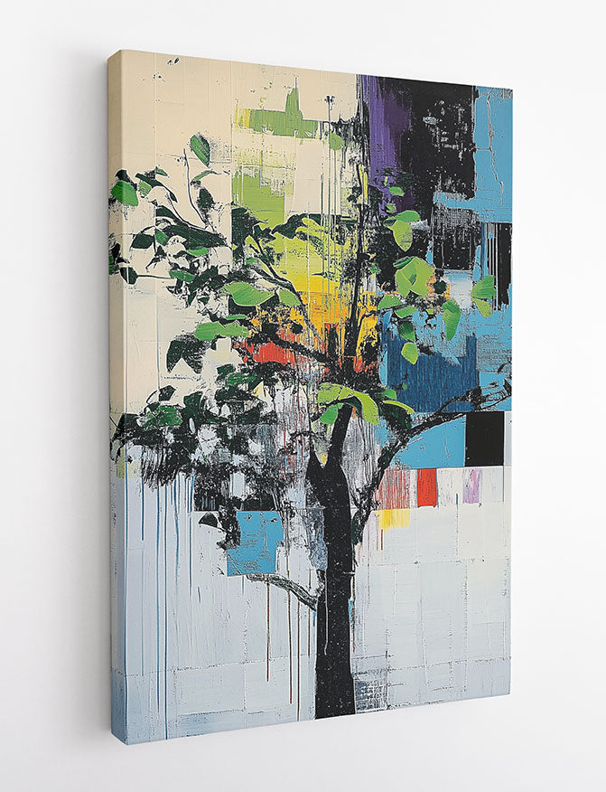 Abstract Urban Tree – Color Block Nature Canvas & Poster Wall Print – T1078 – AiPrintLab