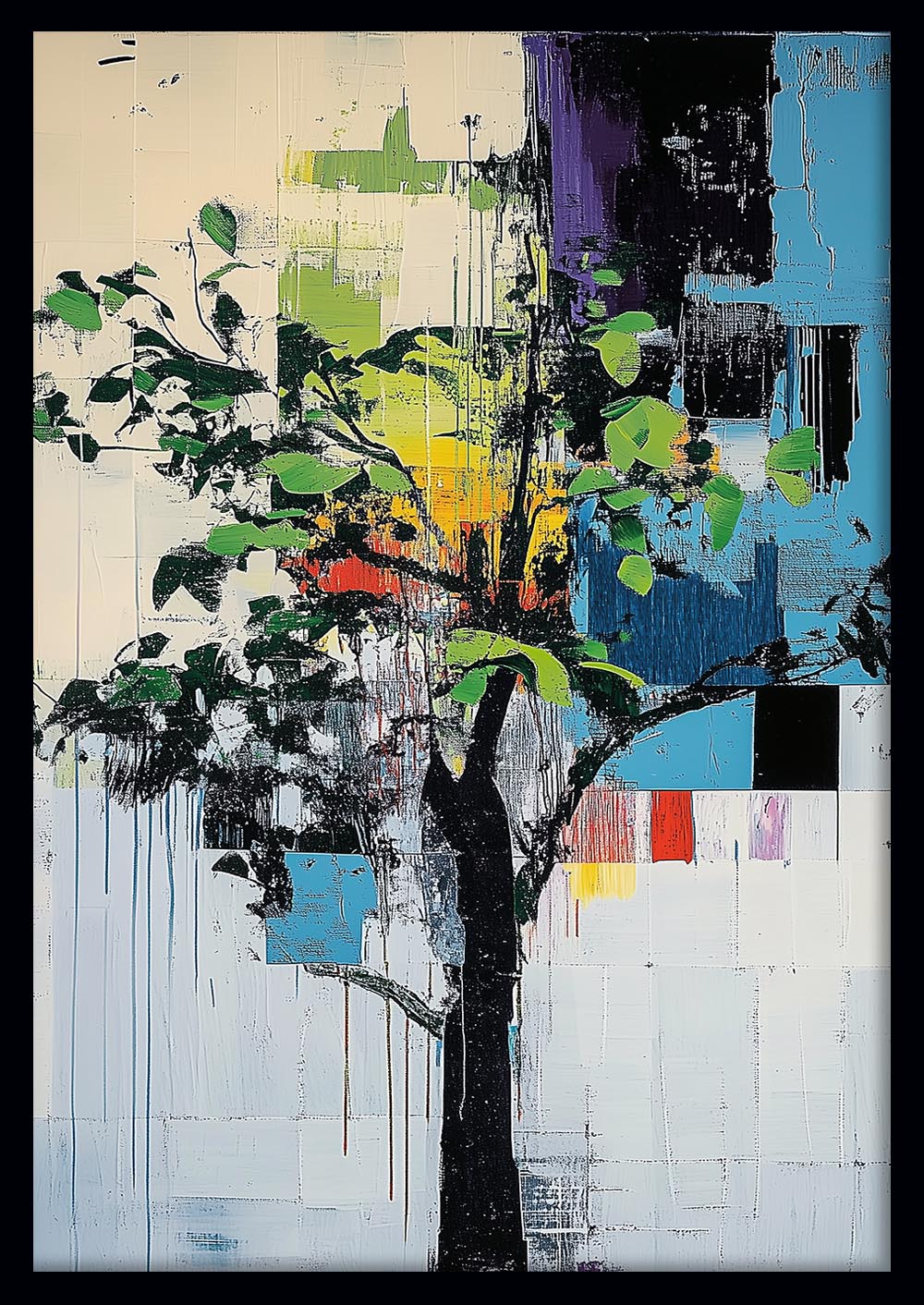 Abstract Urban Tree – Color Block Nature Canvas & Poster Wall Print – T1078 – AiPrintLab