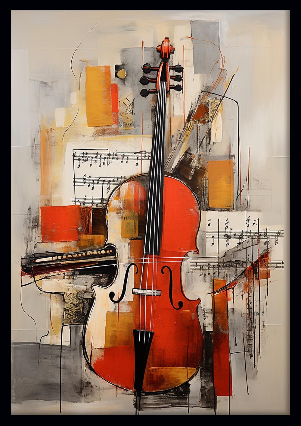 Abstract Violin Canvas Art Print & Poster – T573 – AiPrintLab