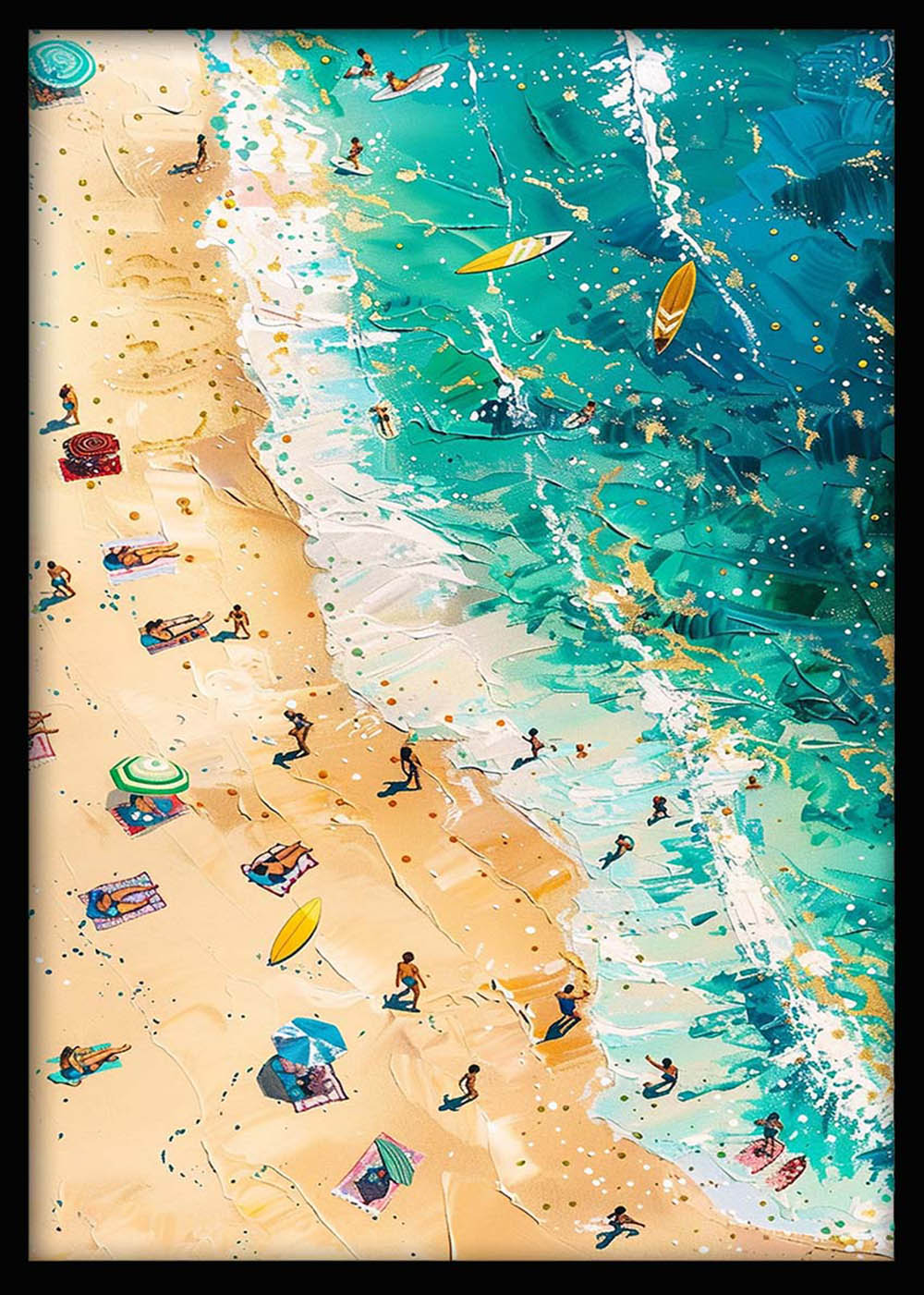 Aerial Beach Fun – Vibrant Coastal Scene Canvas & Poster Wall Art – T1240 – AiPrintLab