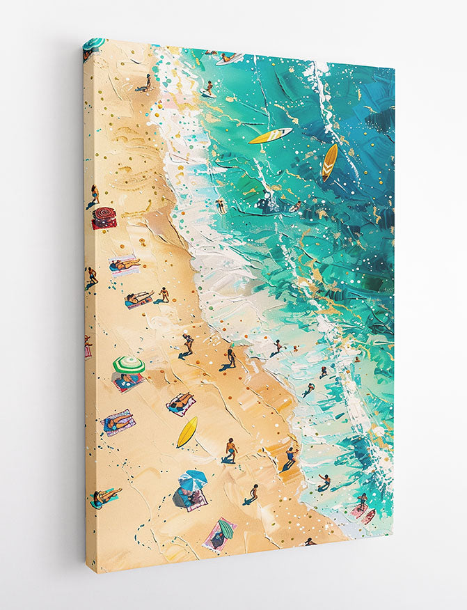Aerial Beach Fun – Vibrant Coastal Scene Canvas & Poster Wall Art – T1240 – AiPrintLab
