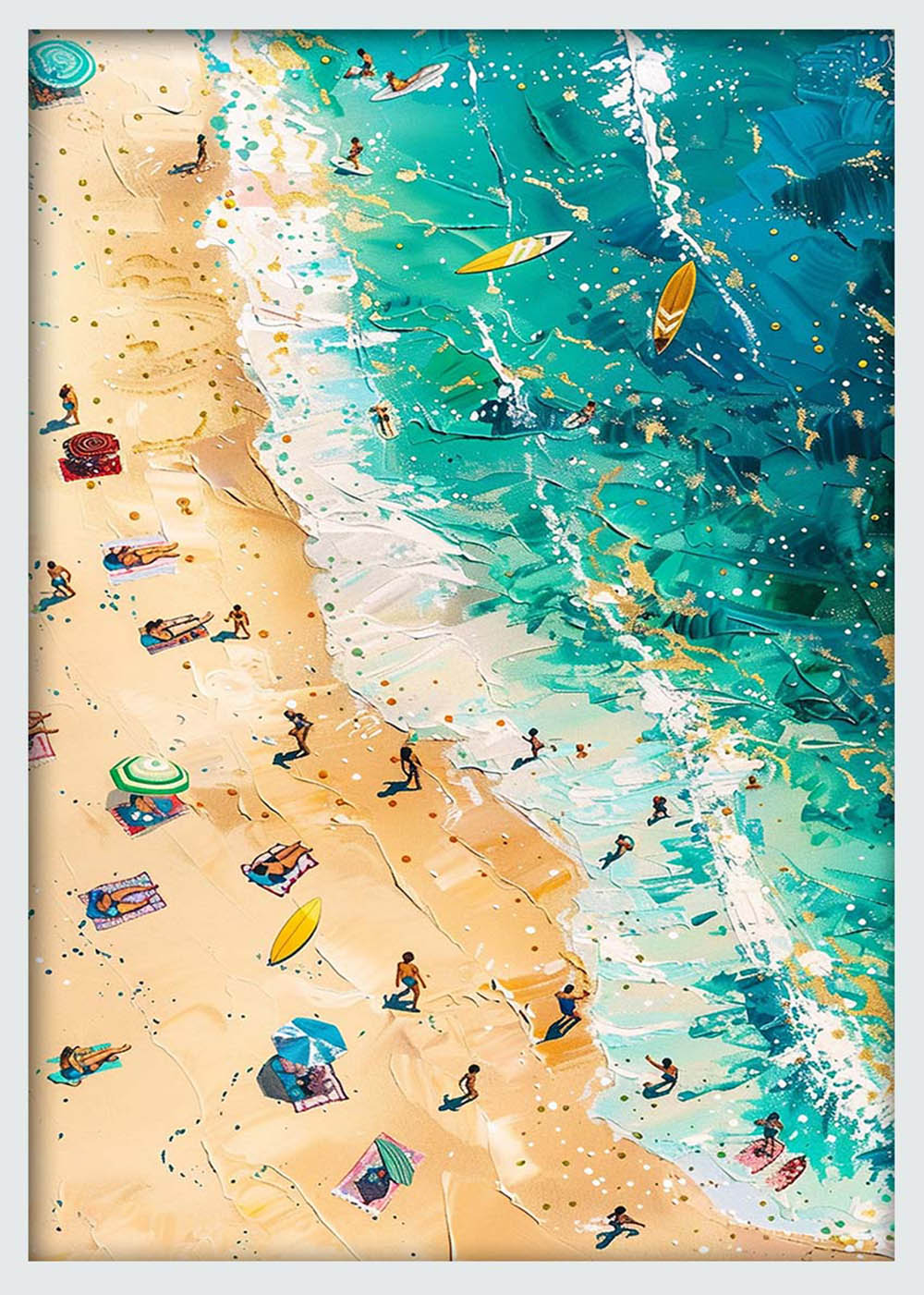 Aerial Beach Fun – Vibrant Coastal Scene Canvas & Poster Wall Art – T1240 – AiPrintLab