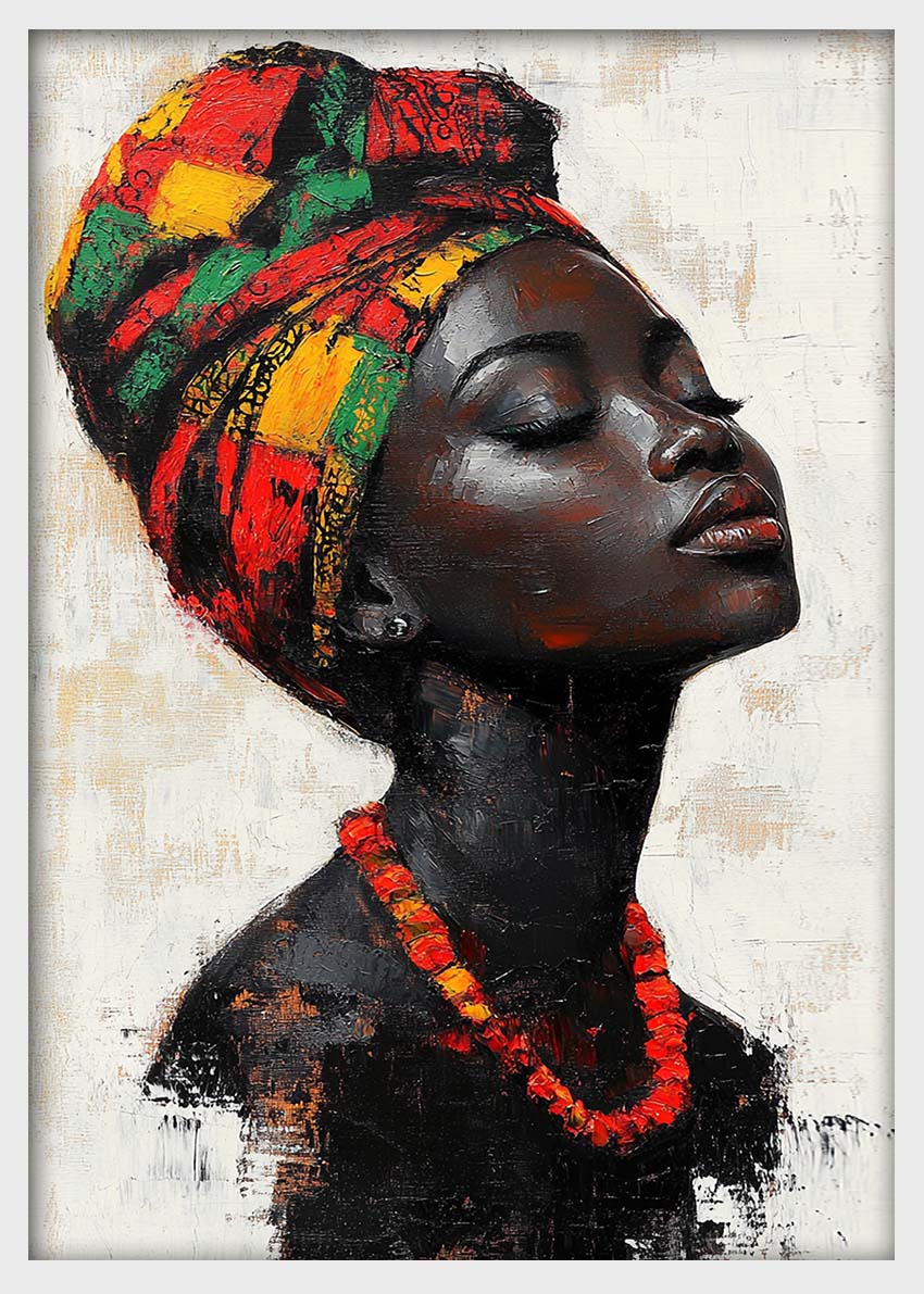 African Beauty in Headwrap – Vibrant Cultural Portrait Canvas & Poster – T1428 –
