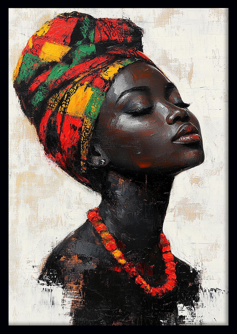 African Beauty in Headwrap – Vibrant Cultural Portrait Canvas & Poster – T1428 –