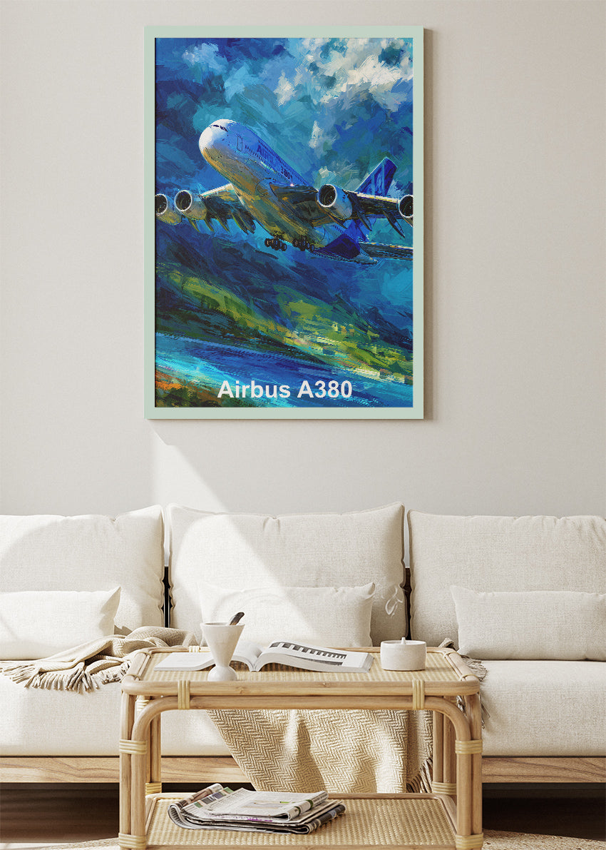 Airbus A380 Poster & Canvas Print – Vibrant Abstract Jet Aircraft Wall Art