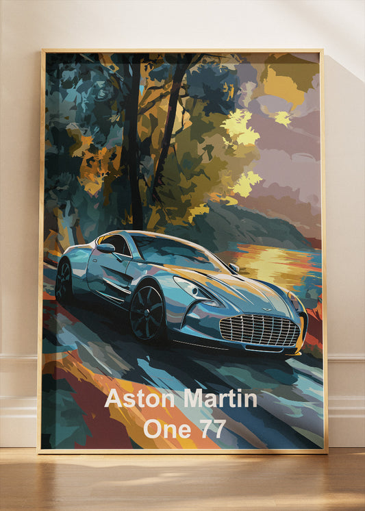 Aston Martin One-77 Scenic Drive Art Poster & Canvas Print – Luxury Supercar Wall Art