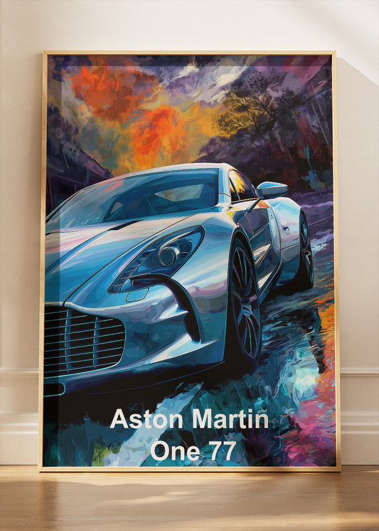 Aston Martin One-77 Supercar Art Poster & Canvas Print – Expressive Luxury Car Wall Art