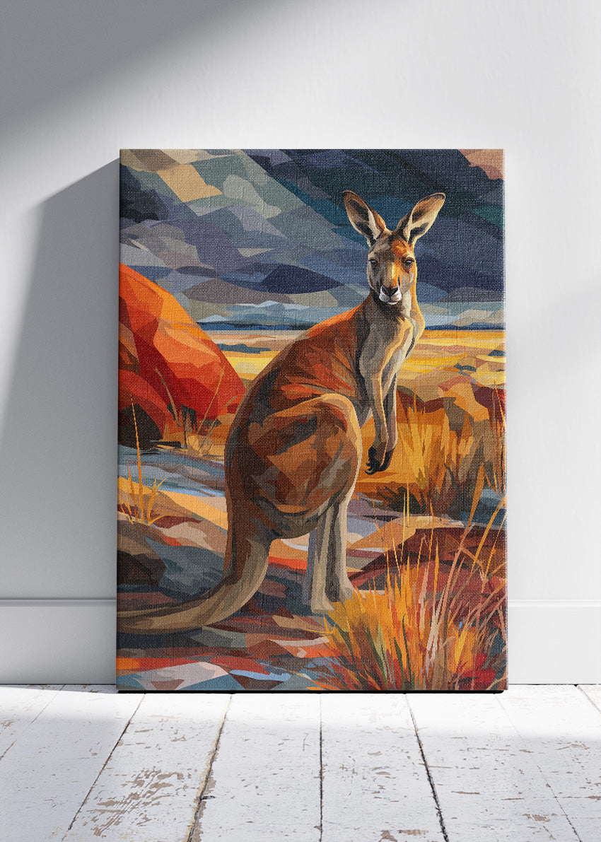 Australian Kangaroo Desert Landscape Canvas & Poster Print – AI PRINT LAB
