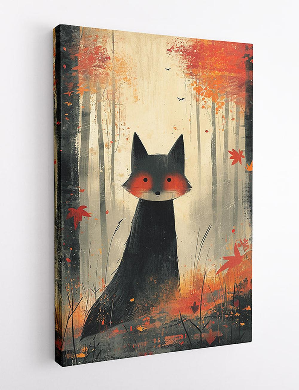 Autumn Forest Fox Illustration Canvas Print & Poster – T585 – AiPrintLab