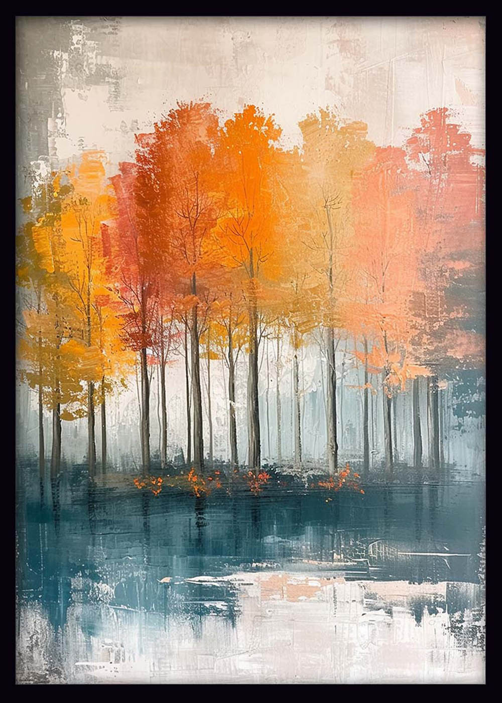 Autumn Forest Reflection – Colorful Tree Line Canvas & Poster Wall Art – T1273 – AiPrintLab