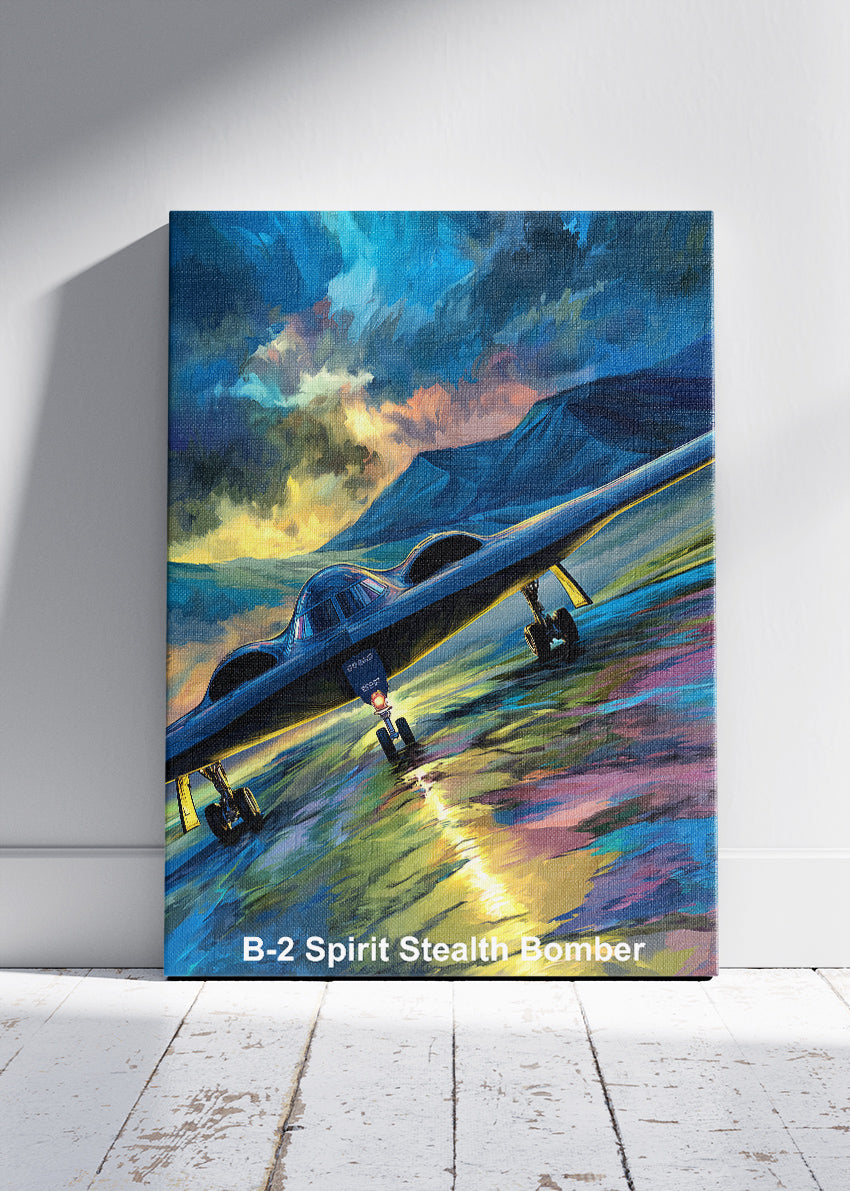 B-2 Spirit Stealth Bomber Canvas Print – Dramatic Aviation Wall Art