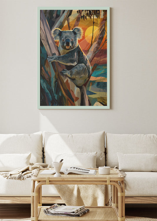Koala Sunset Forest Poster & Canvas Print – Colorful Australian Wildlife Art