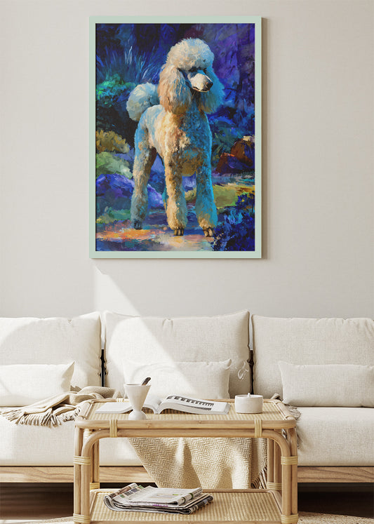 Elegant White Poodle Poster & Canvas Print – Vibrant Modern Dog Art