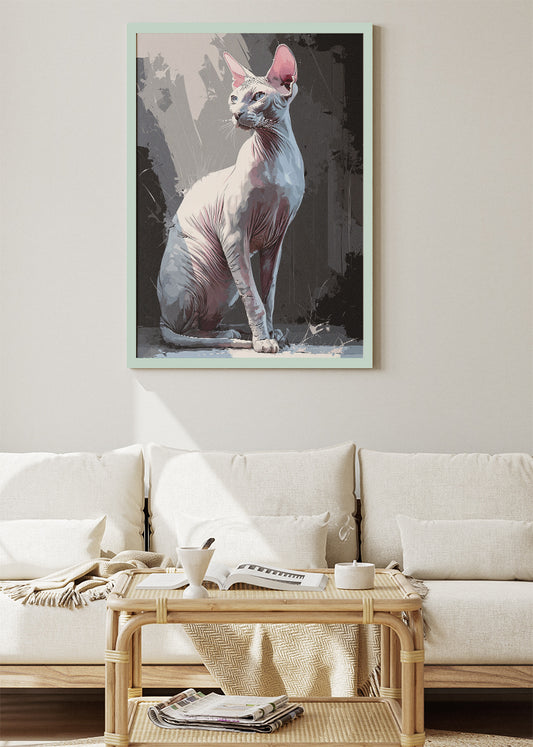 Sphynx Cat Modern Portrait Poster & Canvas Print – Minimal Bold Pet Art