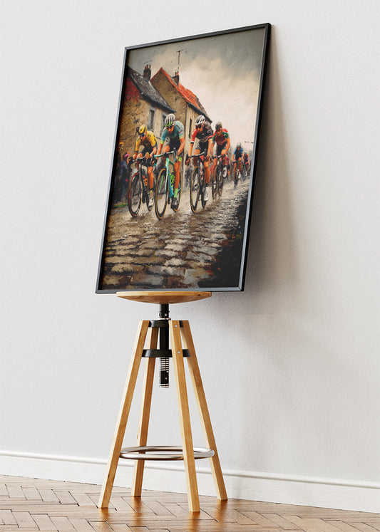 Classic Road Race Cycling Art Print & Canvas – Cobblestone Bicycle Wall Art