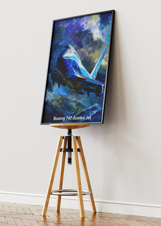 Boeing 747 Jumbo Jet Poster & Canvas Print – Dramatic Sky Aviation Art – Aiprintlab
