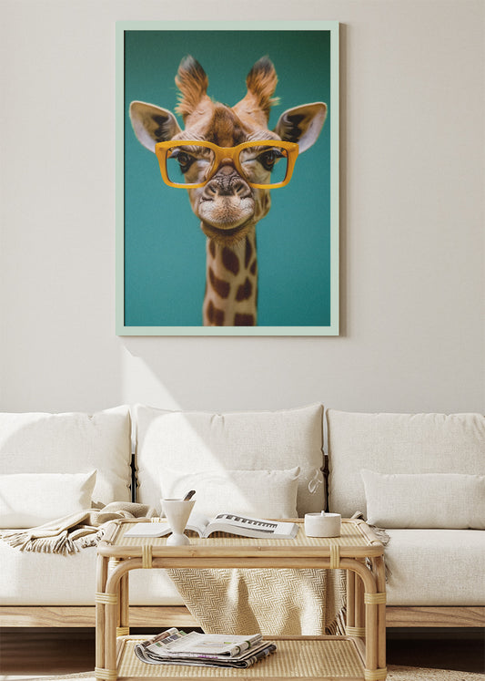 Funny Giraffe Poster & Canvas Print – Cute Animal Art with Glasses