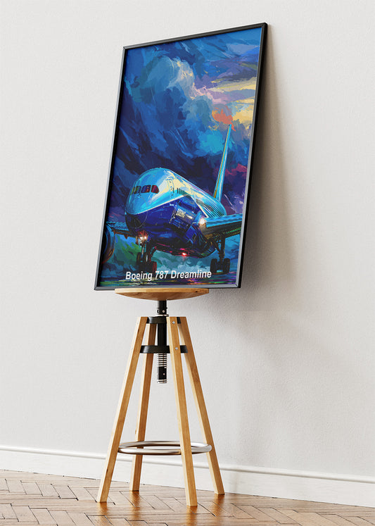Boeing 787 Dreamliner Poster & Canvas Print – Colourful Aviation Art – Aiprintlab