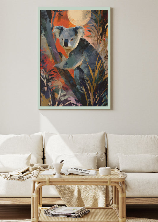 Koala Poster & Canvas Print – Colorful Jungle Wildlife Art