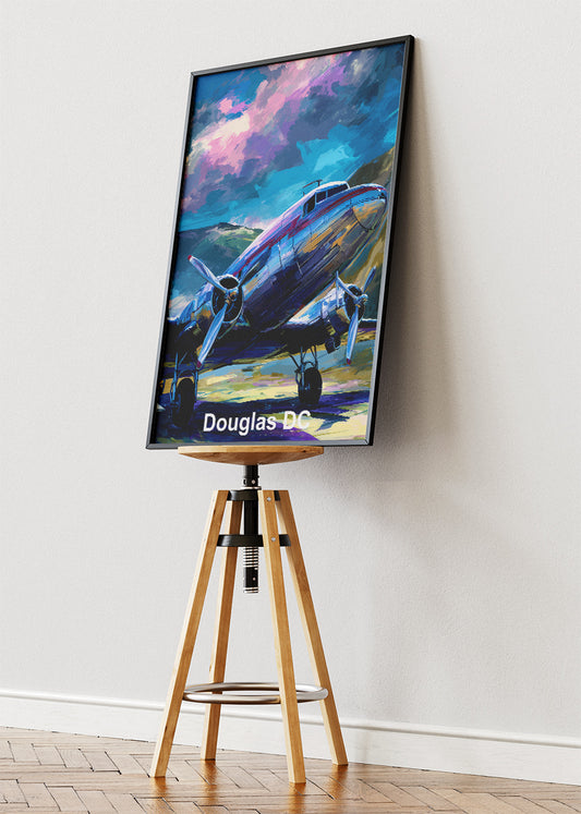 Douglas DC Classic Aircraft Poster & Canvas Print – Vintage Propeller Plane Art – Aiprintlab