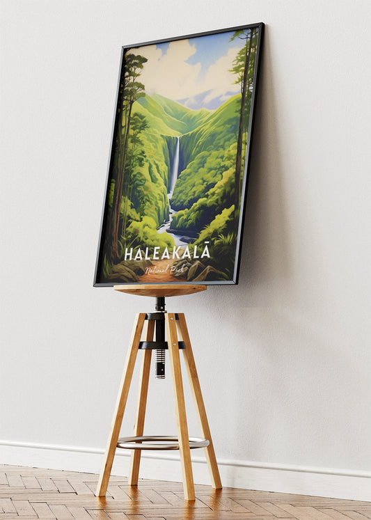 Haleakalā National Park Poster & Canvas Print – Maui Waterfall Tropical Forest Wall Art