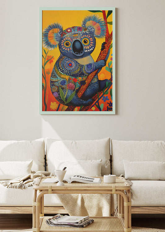 Colorful Tribal Koala Poster & Canvas Print – Vibrant Decorative Animal Art
