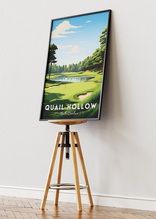 Quail Hollow North Carolina Poster & Canvas Print – Illustrated Golf Course Wall Art
