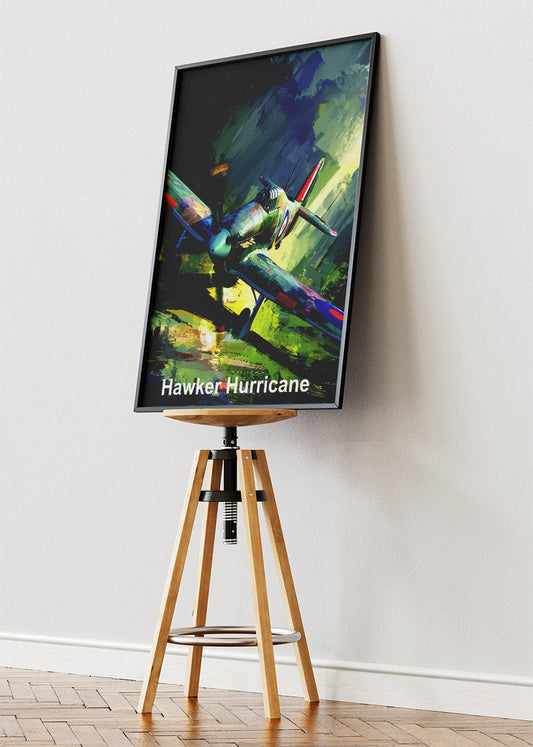 Hawker Hurricane Poster & Canvas Print – WWII Aircraft Illustration Wall Art