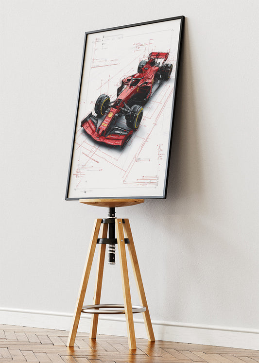 Ferrari Formula 1 Blueprint Poster Canvas Print – Technical Racing Wall Art – AI PRINT LAB