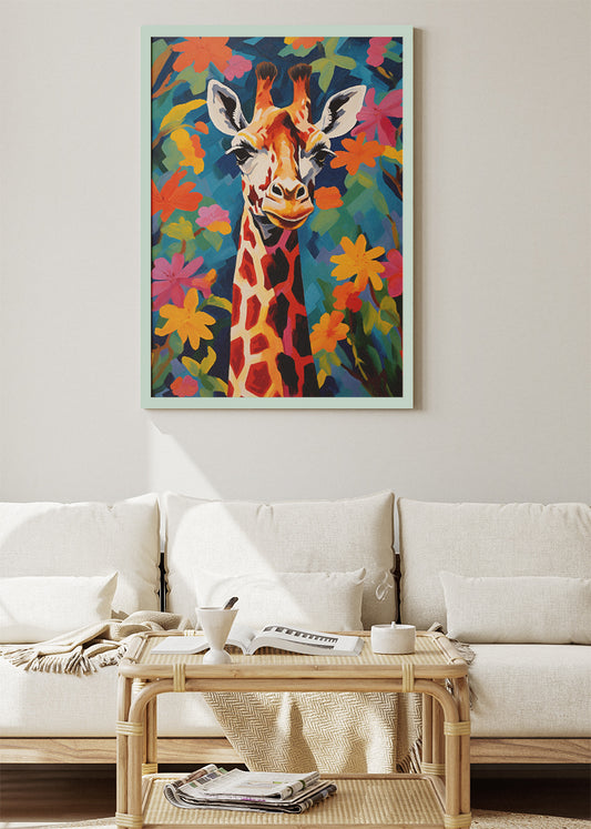 Colorful Giraffe Poster & Canvas Print – Vibrant Jungle Animal Art