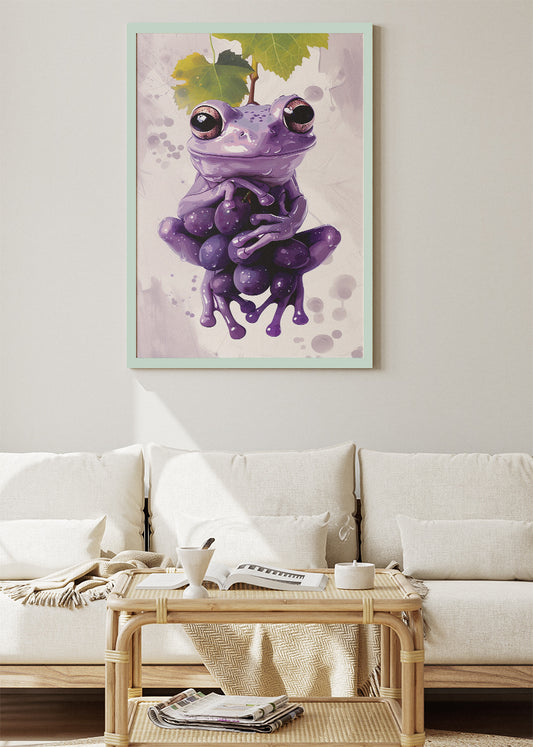 Purple Frog Poster & Canvas Print – Cute Whimsical Animal Wall Art