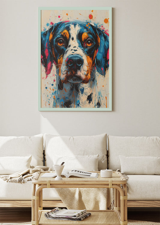 Color Splash Dog Poster & Canvas Print – Vibrant Abstract Paint Splatter Dog Art