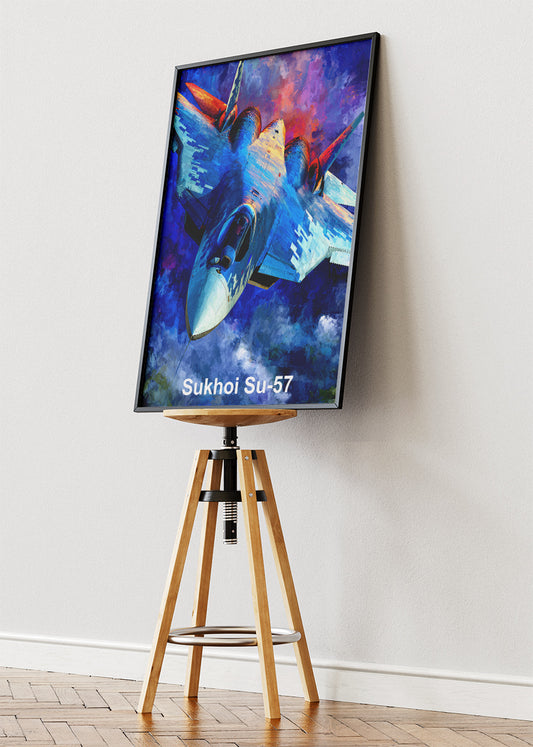 Sukhoi Su-57 Poster & Canvas Print – Illustrated Stealth Fighter Jet Art