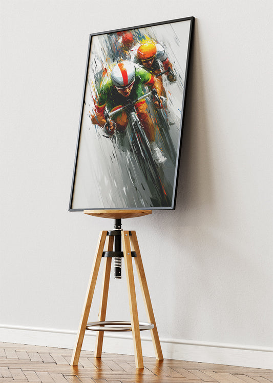 Racing Cyclists Art Print & Canvas – High-Speed Road Cycling Wall Art