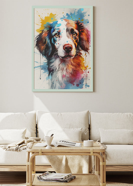 Color Splash Dog Art Poster & Canvas Print – Vibrant Watercolor Pet Portrait